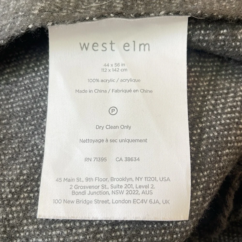 West Elm Gray Soft Tasseled Blanket Throw